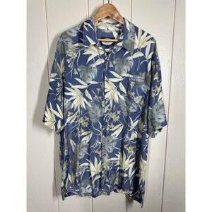 Straight Down Shirt Mens XL Blue Kenwood Vineyards Tropical Floral Button Down
